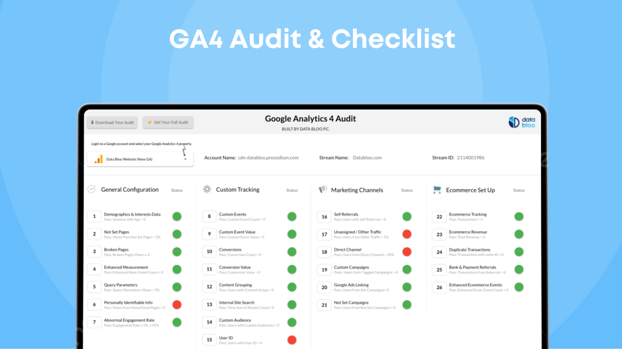 GA4 Audit & Checklist - Data Bloo