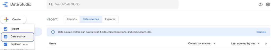 Add a data source in data studio - Data Bloo