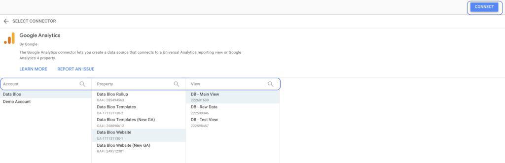 Select a data source in data studio - Data Bloo