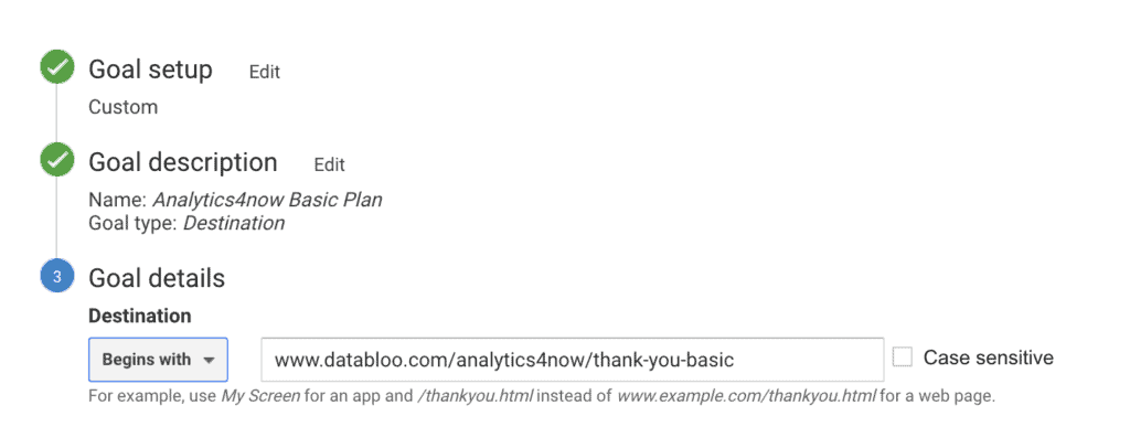 Goal Setup Universal Analytics - Data Bloo