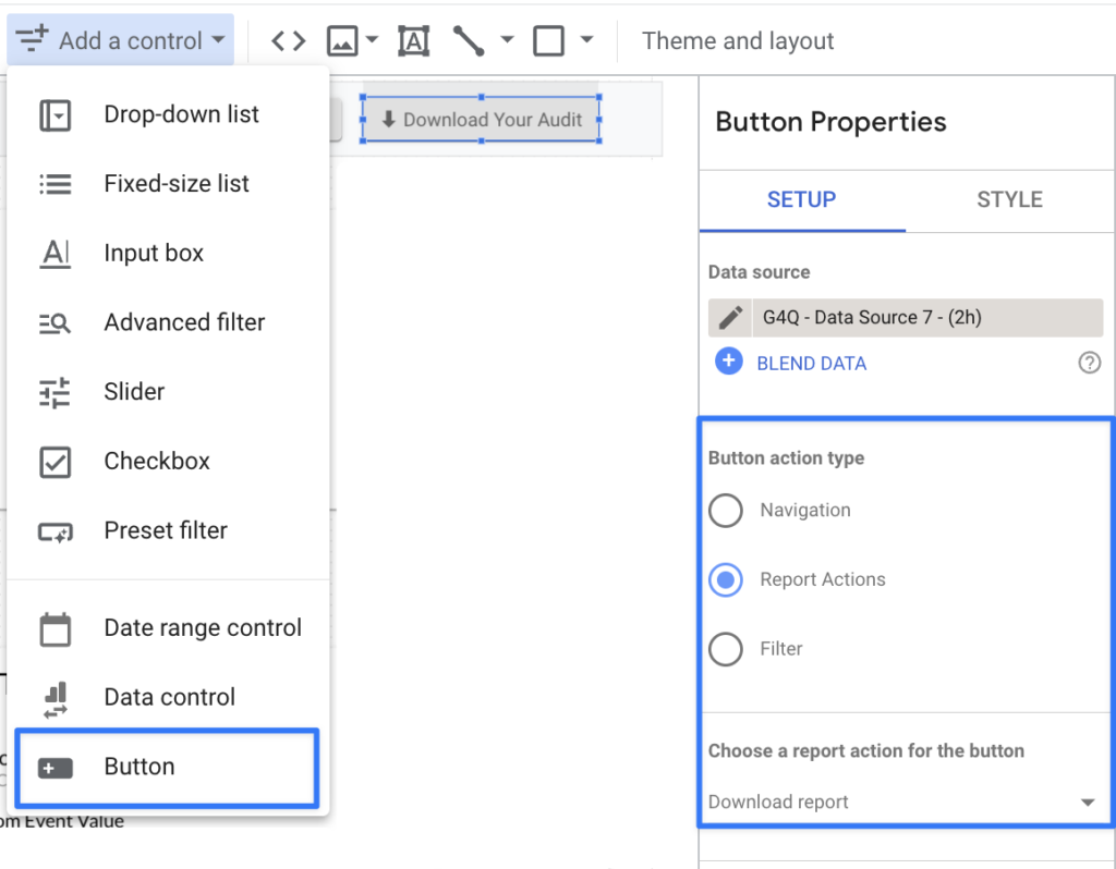 Google Looker Studio Buttons - Data Bloo