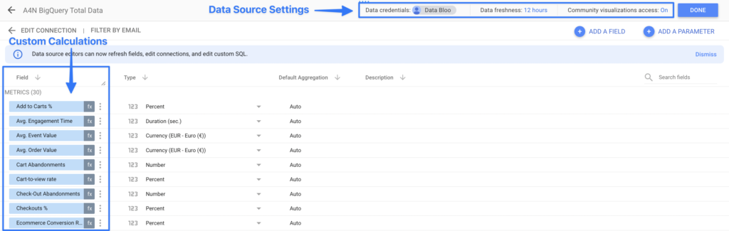 Editing BigQuery Data Source - Data Bloo