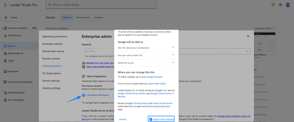 Adding a Slack workspace from the Enterprise Admin panel - Data Bloo