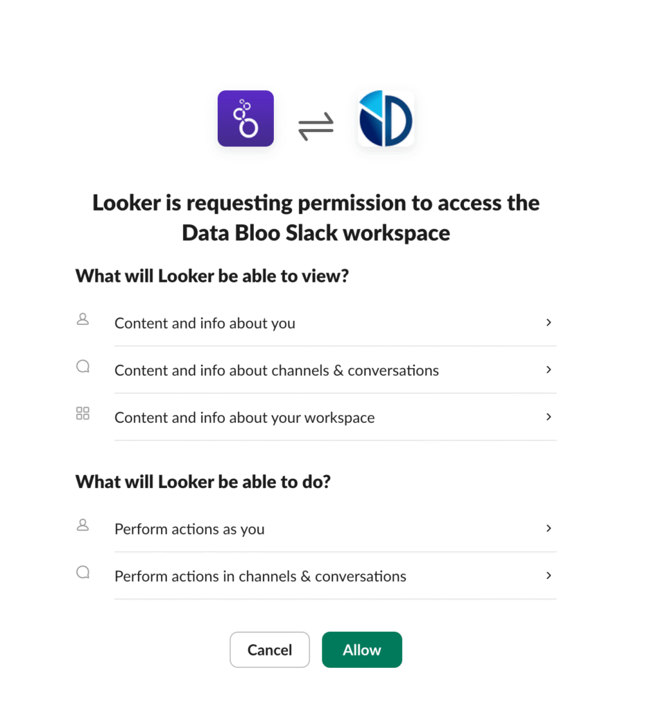 Authorizing Slack permissions for Looker Studio - Data Bloo