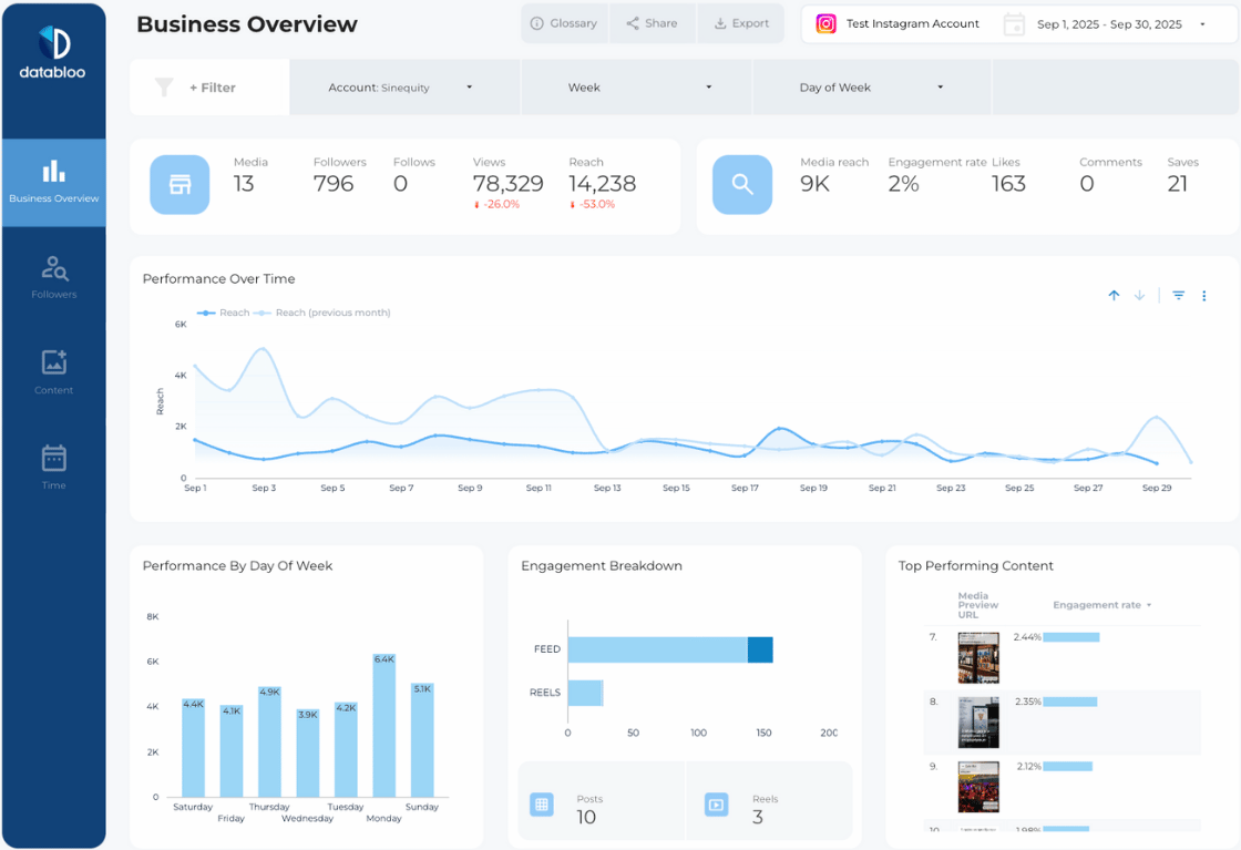 Instagram Insights Looker Studio Template - Business Overview