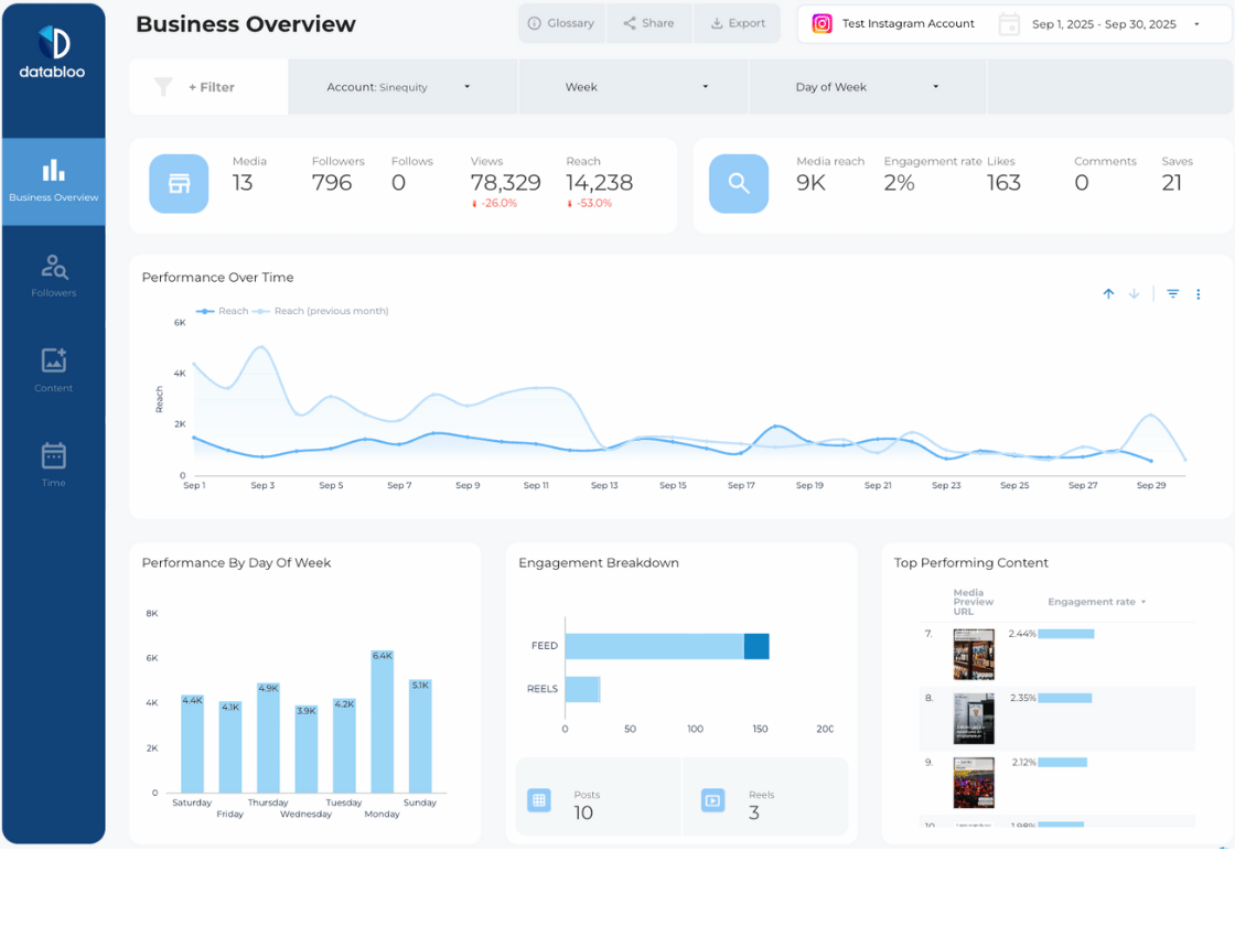Instagram Insights Looker Studio Template - Business Overview